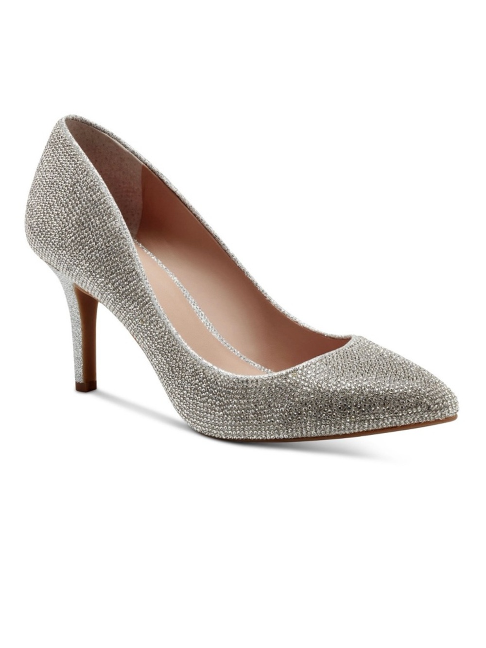 INC International Concepts Silver Glitter Pointed-Toe Pump